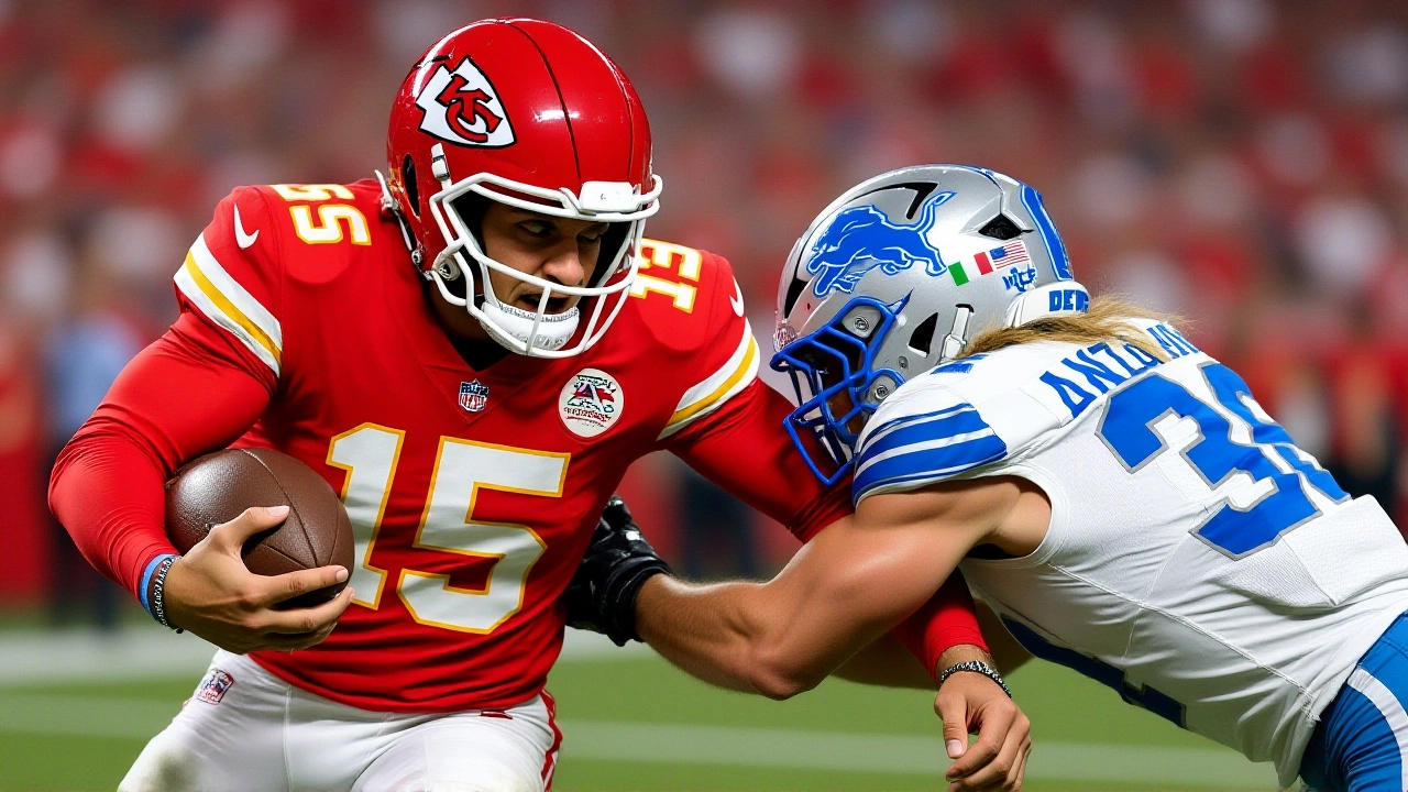 Chiefs beat Lions 30-17; Mahomes stars, Branch punches Smith‑Schuster